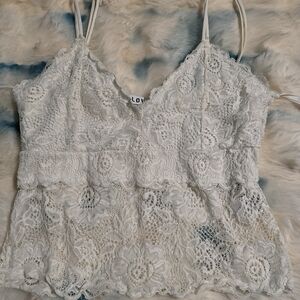 love J White Floral Lace Camisole
